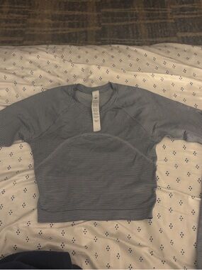 lululemon athletica Striped Crew Neck Top - Blue & White